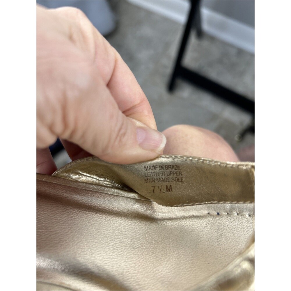 LILLY PULITZER WOMEN'S MCKIM GOLD LEATHER Woven Wedge Thong Slide Sandal 7.5 - Picture 9 of 9